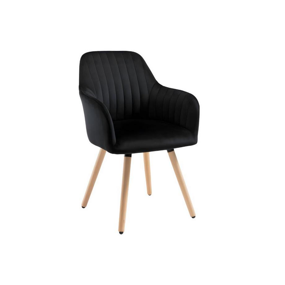 Vente-unique Lot de 2 chaises avec accoudoirs ELEANA Velours Métal Effet Bois  