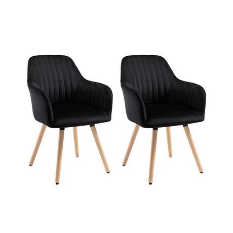 Vente-unique Lot de 2 chaises avec accoudoirs ELEANA Velours Métal Effet Bois  