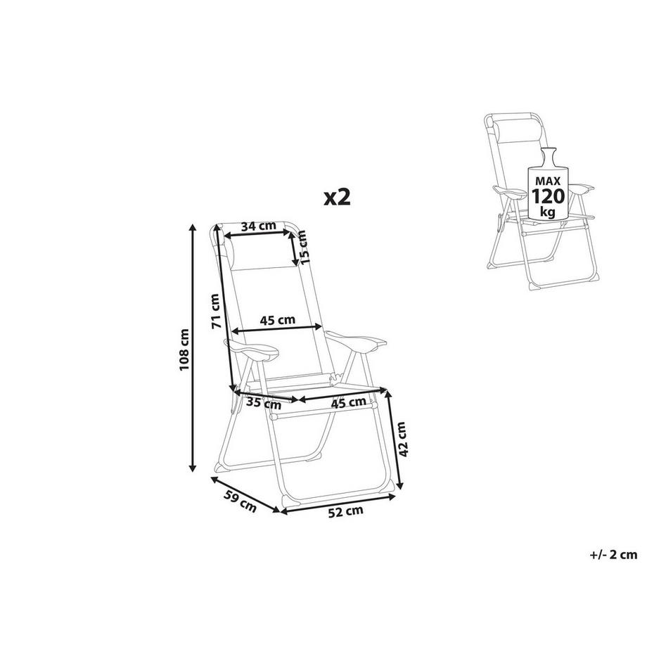 Beliani Gartenstuhl 2er Set aus Aluminium  ASINE  