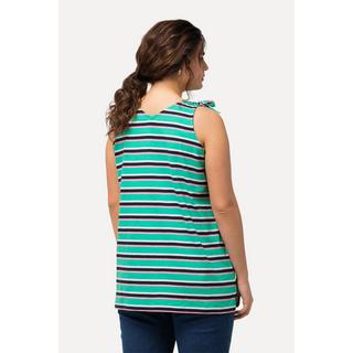 Ulla Popken Top smanicato a righe linea A con fiocco decorativo  