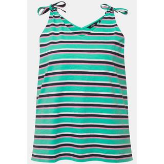 Ulla Popken Top smanicato a righe linea A con fiocco decorativo  