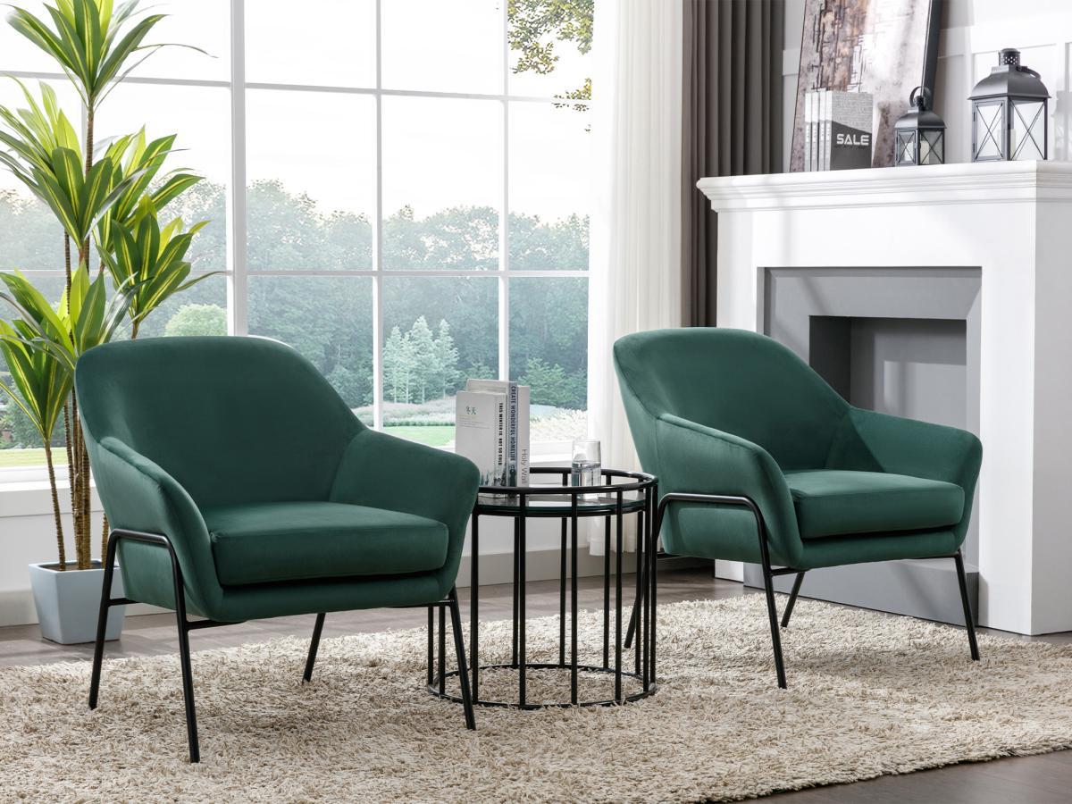 Vente-unique Fauteuil en velours vert sapin CERITA  