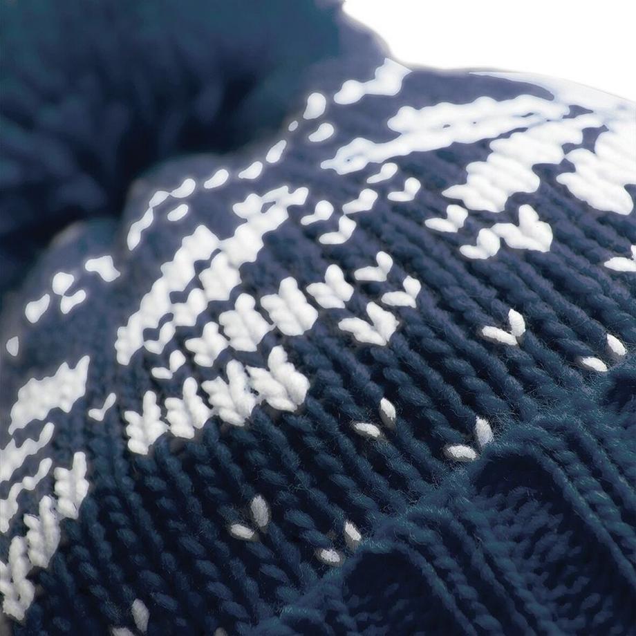 Beechfield Berretto Lavorato a Maglia con Pompon Motivo Fiocco di Neve  