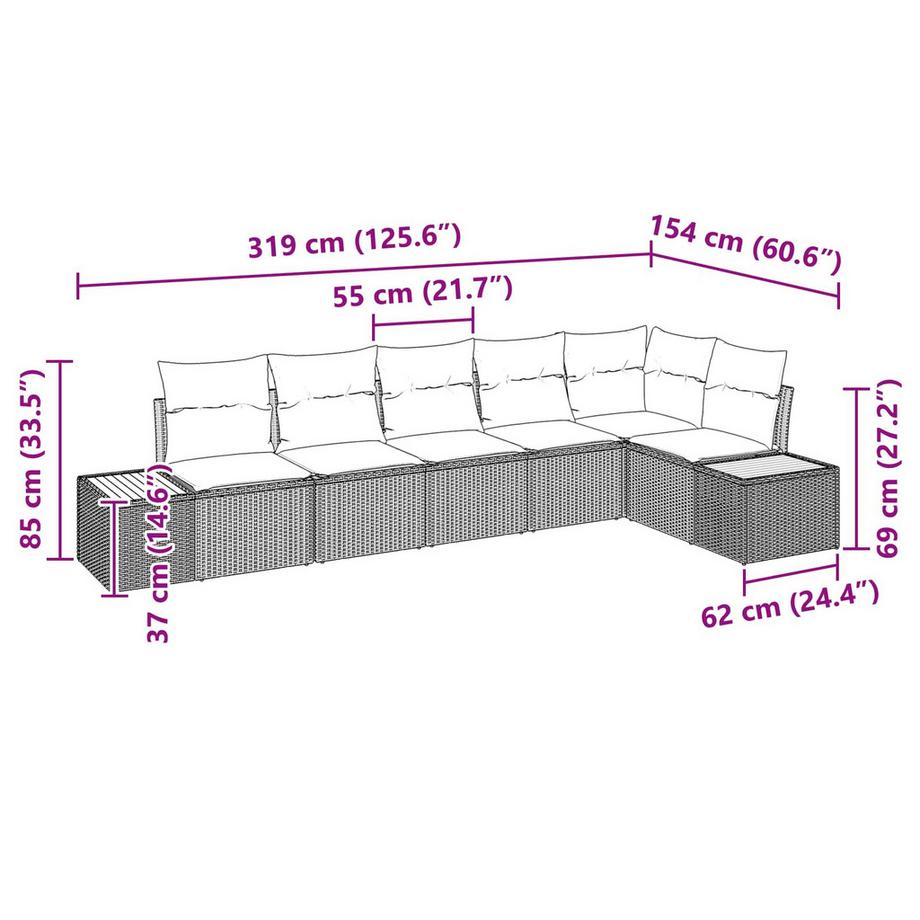 VidaXL Ensemble de canapé de jardin poly rattan  