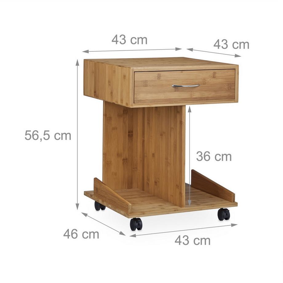B2X Table d'appoint à roulettes  