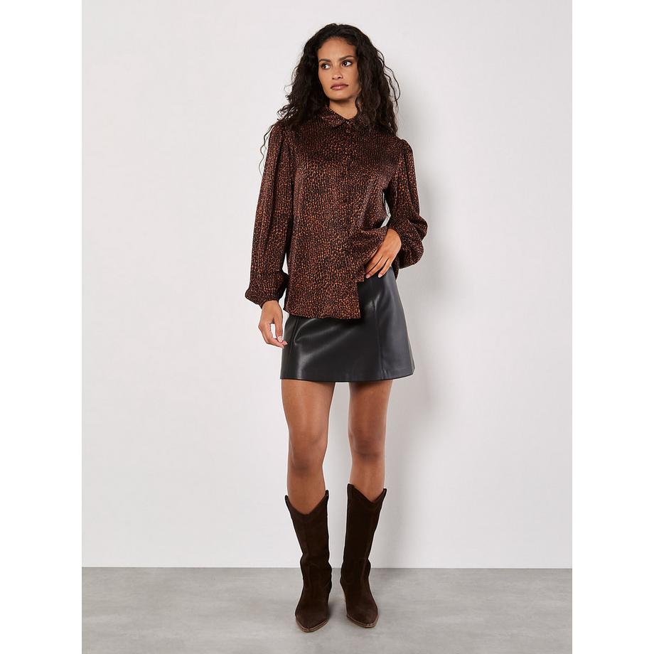 Chemise en satin à rayures et imprimé animal