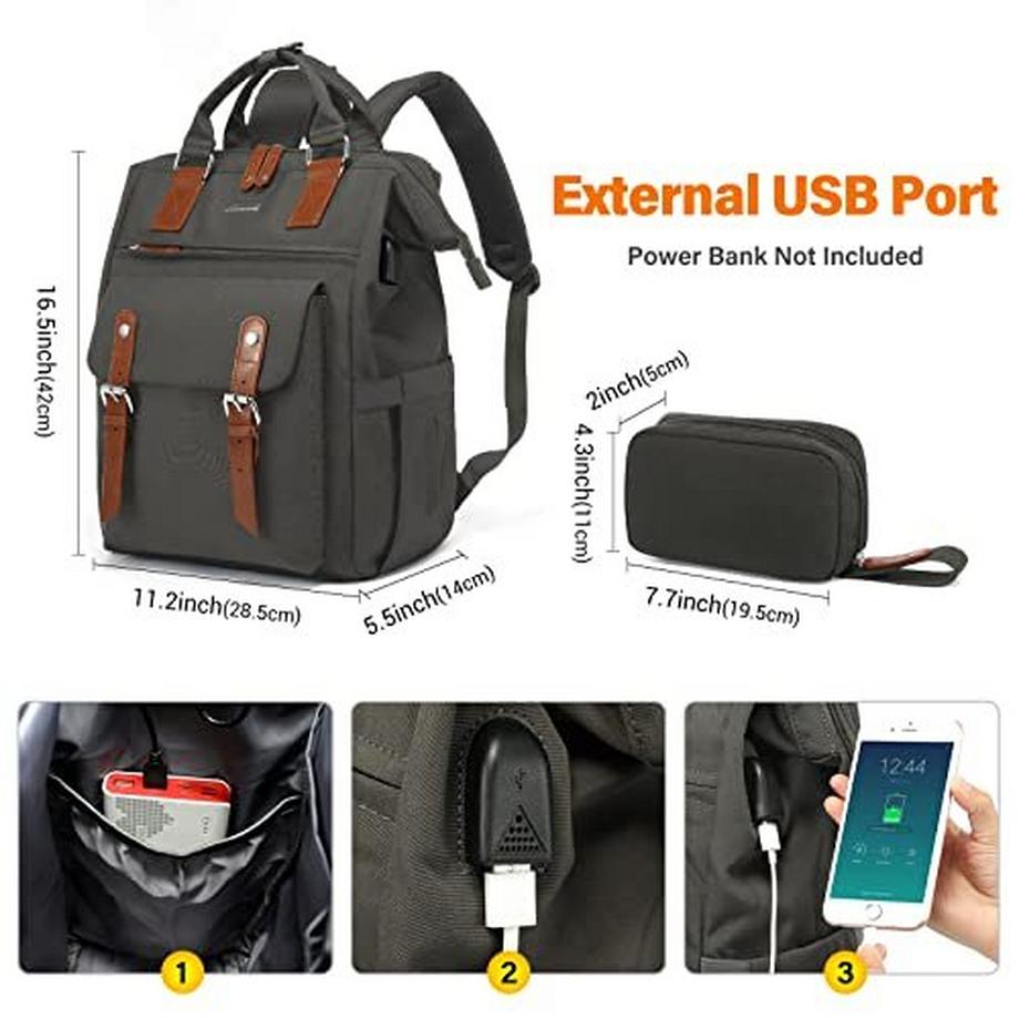 Only-bags.store Zaino per Laptop 15.6 Pollici con Custodia per Cavo Dati Porta di Ricarica USB  