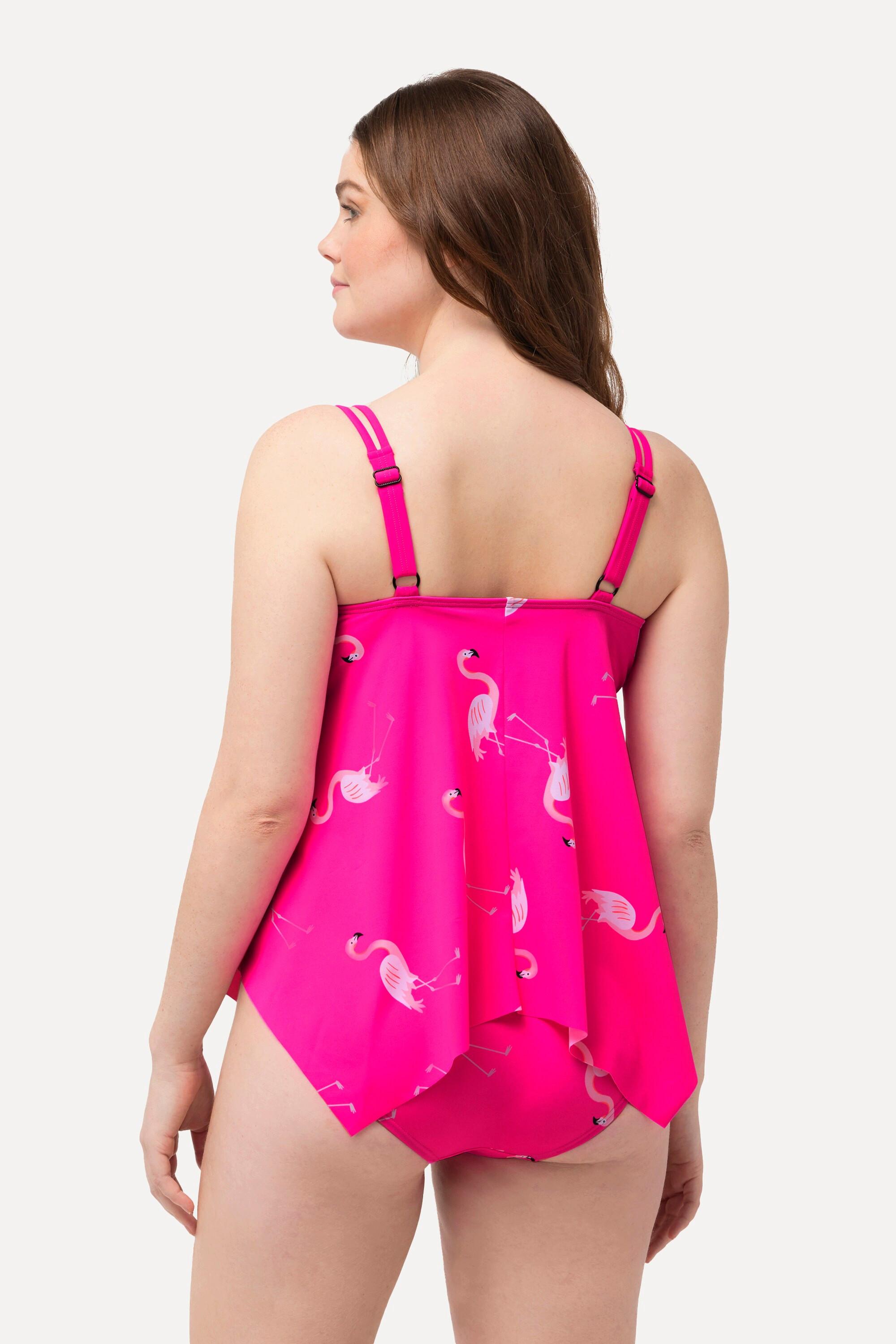 Ulla Popken  Tankini, Flamingos, Softcups, Träger verstellbar, recycelt 