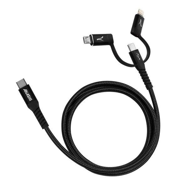 Akashi  Cable de charge 3en1 connecteur USB-C 