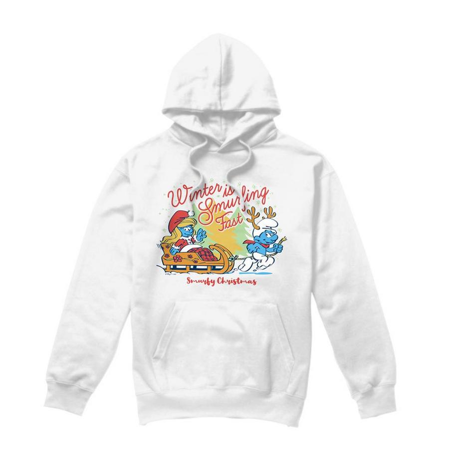 Sweat À Capuche Noël Motif Schtroumpfette Winter Is Smurfing Fast