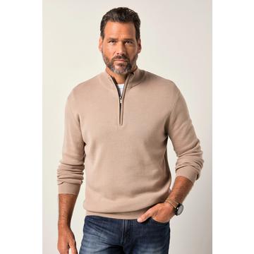 Maglione polo in maglia fine con CashmereTouch e scollo con zip, fino alla tg. 7XL
