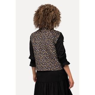 Ulla Popken  Gilet matelassé en velours côtelé, motif fleurs et col chemise 