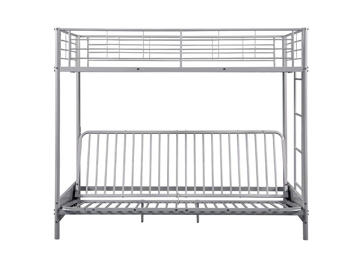 Vente-unique Hochbett mit Schlafsofa + Futonmatratze + Matratze - 90 x 190 cm - Metall - Silberfarben & Schwarz - MODULO IV  