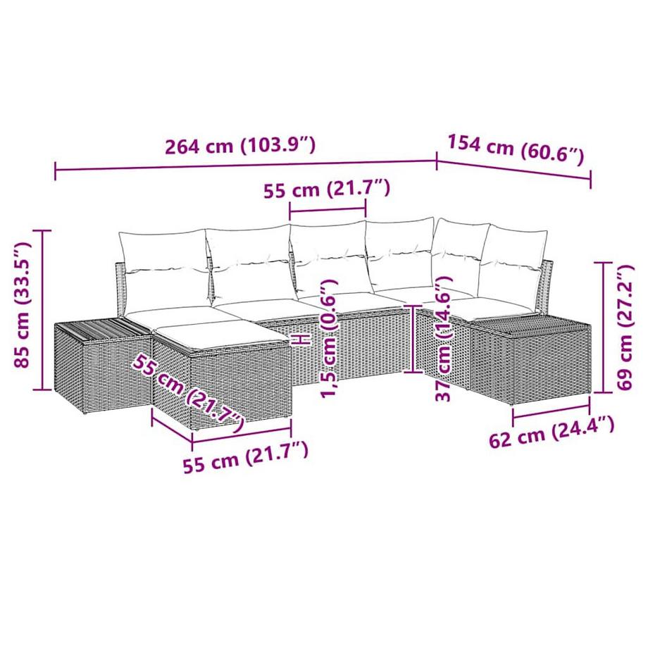 VidaXL Mobilier de jardin poly rattan  