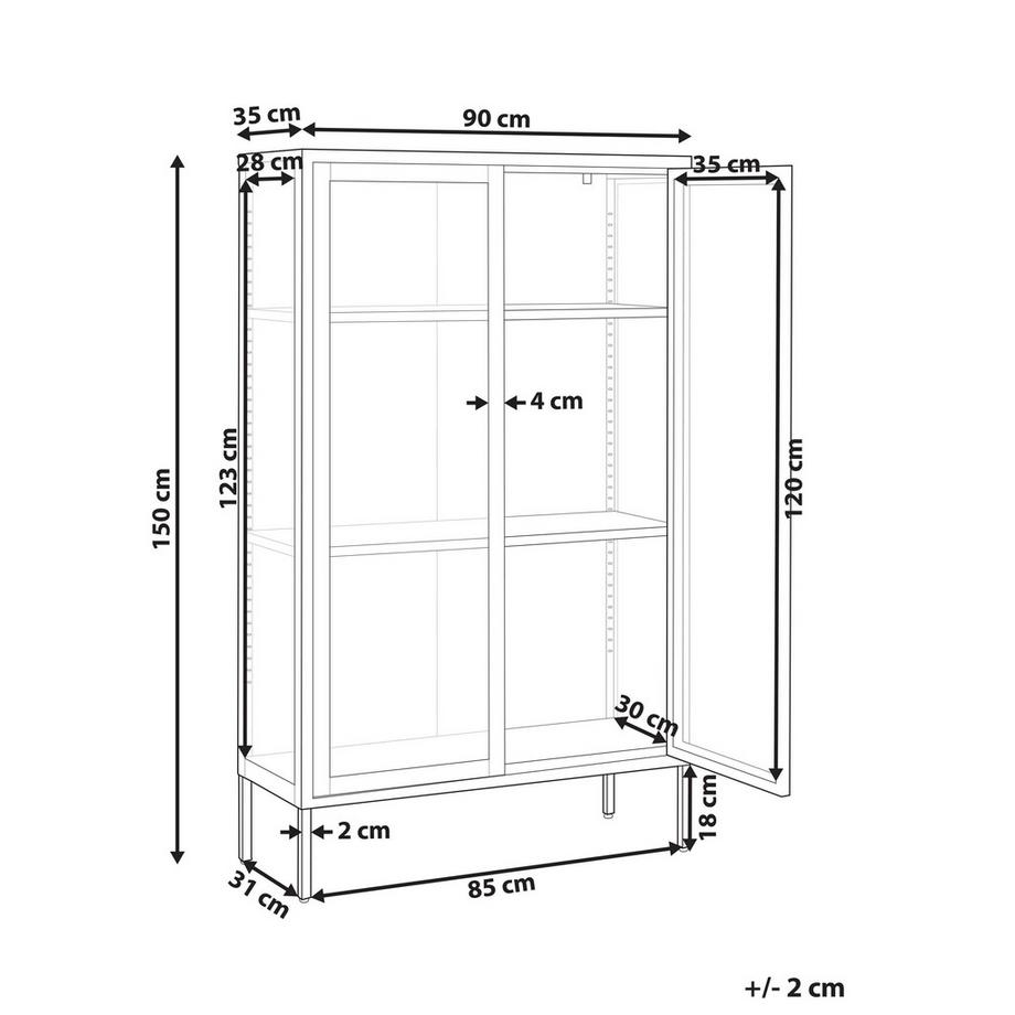 Beliani Vitrine en verre en Acier  NASH  