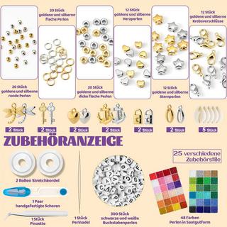 Activity-board  7000 pièces Perles de verre colorées, perles de bricolage à enfiler avec des perles de lettres pour les bracelets, perles à enfiler pour les enfants 