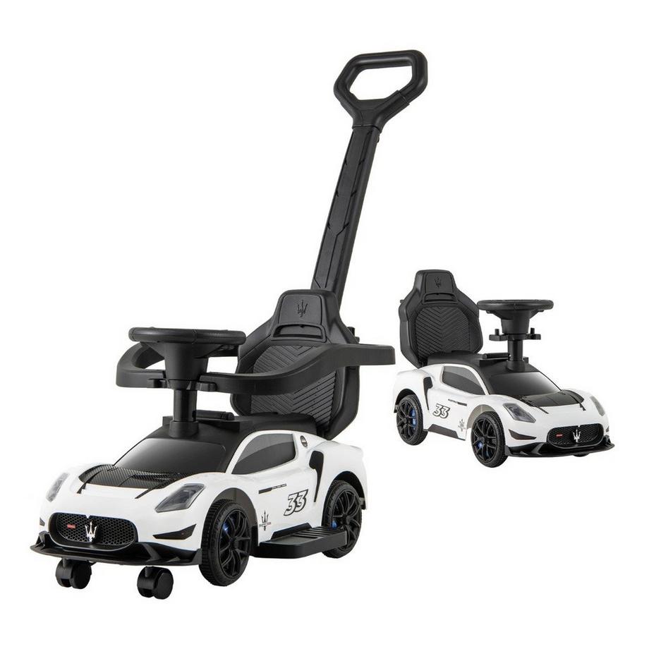 Northix  Mazerati Rutschauto Rutscherfahrzeug mit Schutzbügel & Schiebestange Weiß 