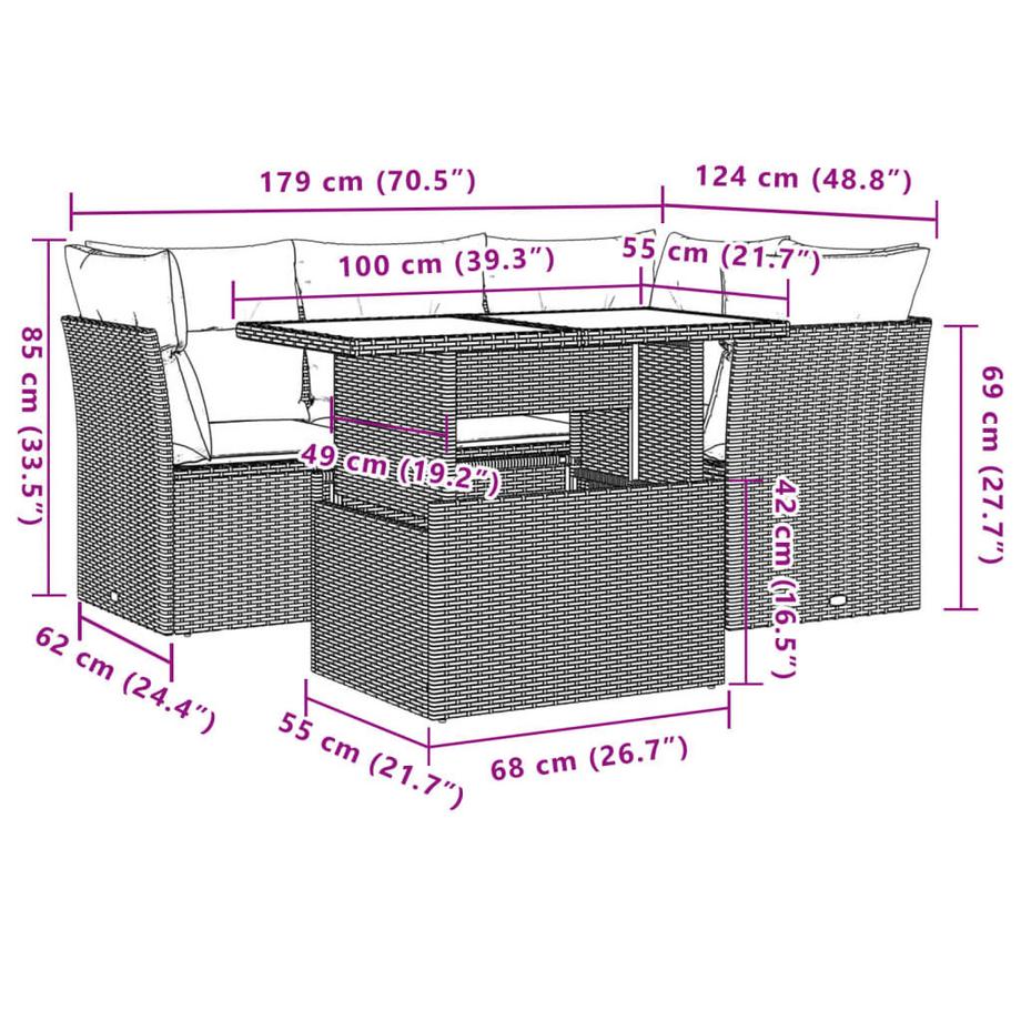 VidaXL Ensemble de canapés de jardin rotin synthétique  