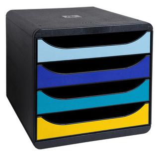 Exacompta Schubladenbox Big Box Plus, 4 offene Schubladen, Bee Blue  