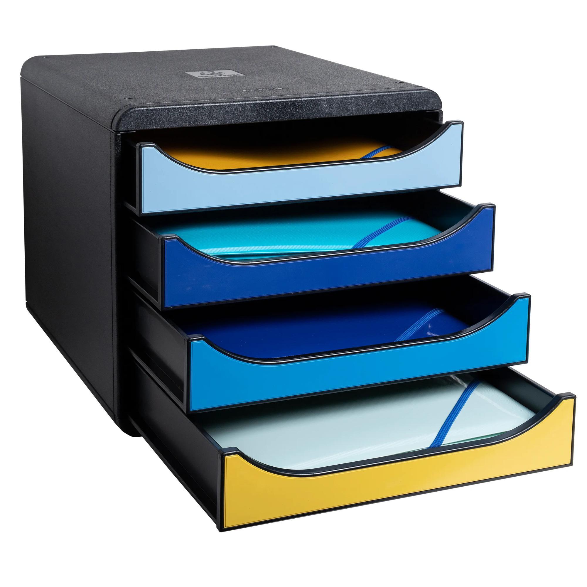 Exacompta Schubladenbox Big Box Plus, 4 offene Schubladen, Bee Blue  