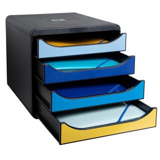 Exacompta Schubladenbox Big Box Plus, 4 offene Schubladen, Bee Blue  