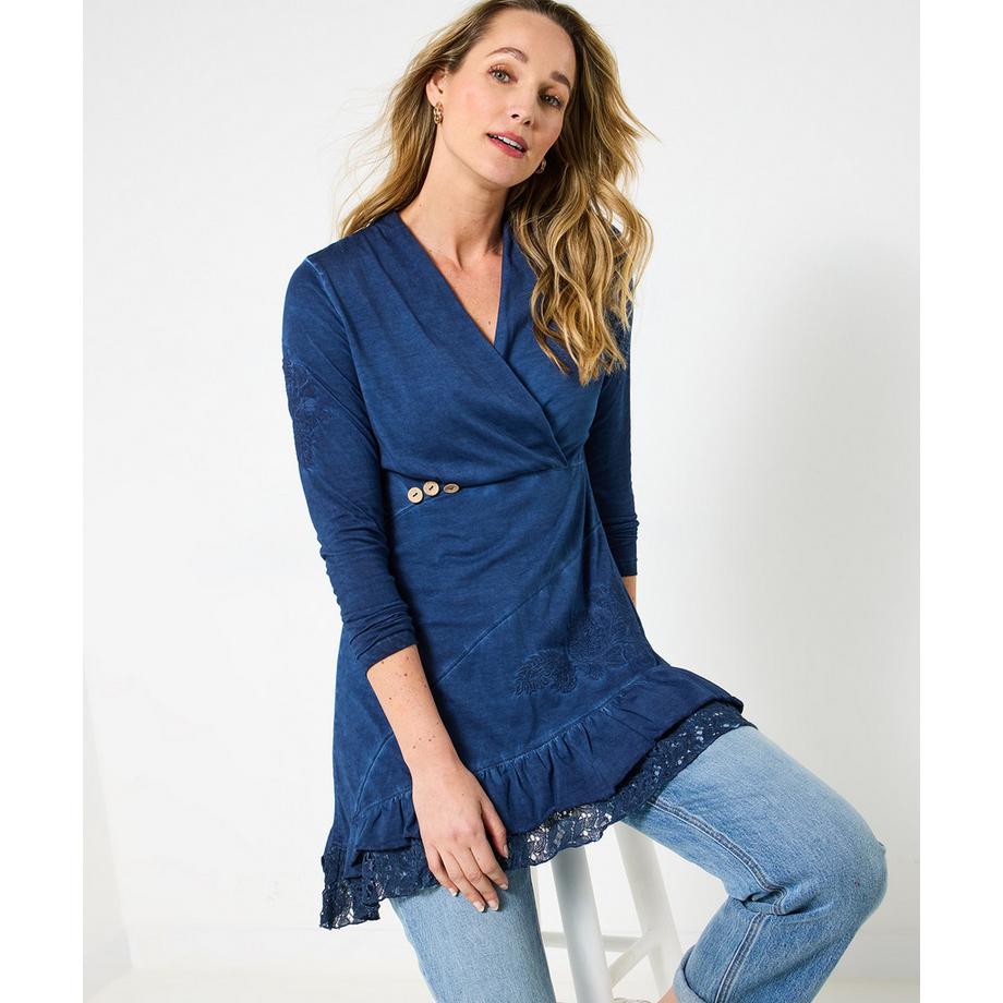 Tunique en jersey bleu délavé