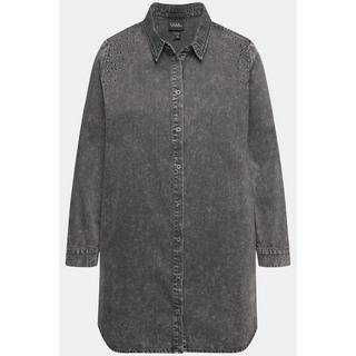 Ulla Popken  Chemise en jean évasée, rivets et poches. Col chemise et manches longues. 