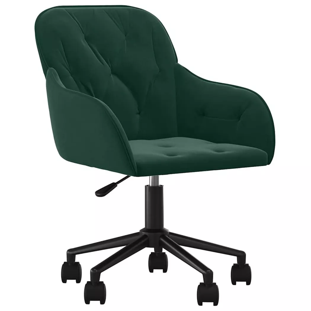 vidaXL Chaise pivotante de bureau Vert foncé Velours