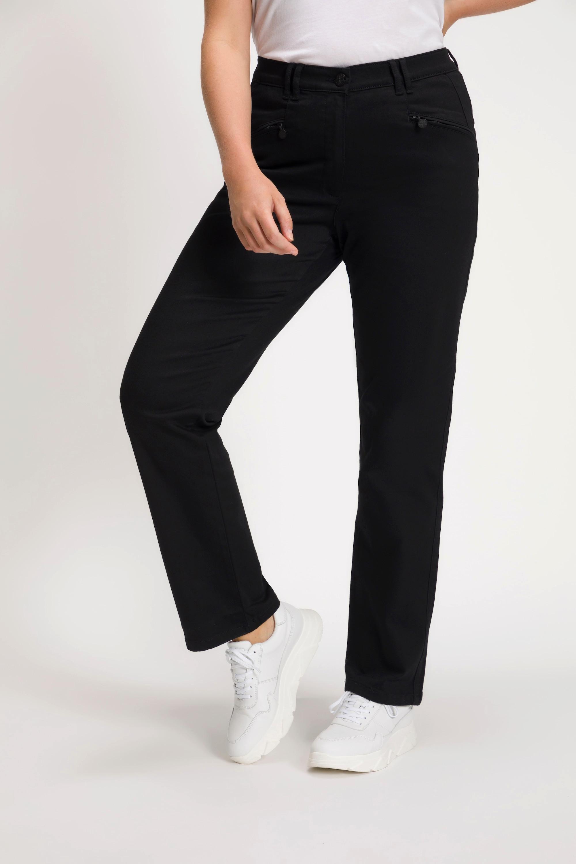 Ulla Popken  Pantalon Mony, collection Basic. Teinture grand teint longue durée. Coupe carotte 