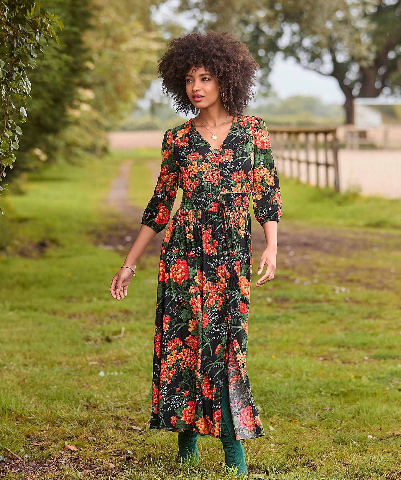 Joe Browns  Robe Maxi Dentelle Noire et Florale 