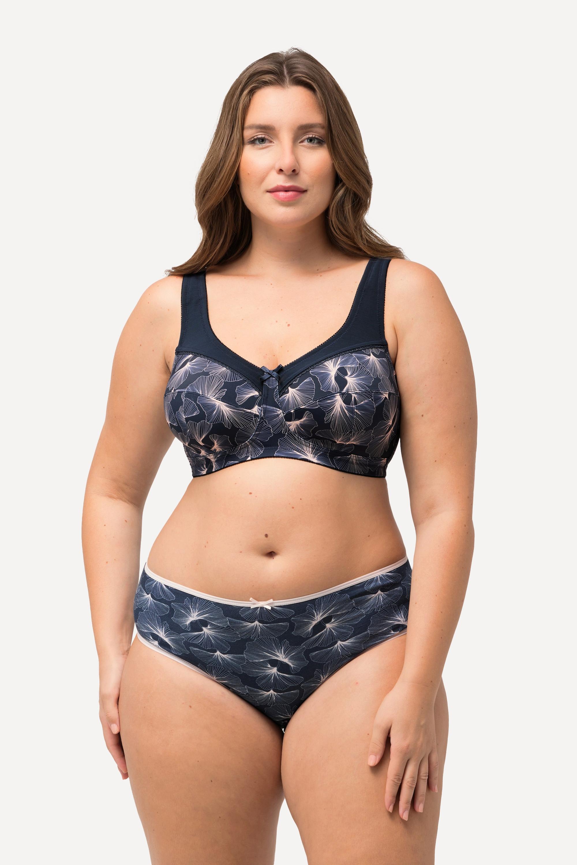 Ulla Popken  Soutien-gorge de maintien, motif ginkgo, sans armatures, bonnets de C à H 