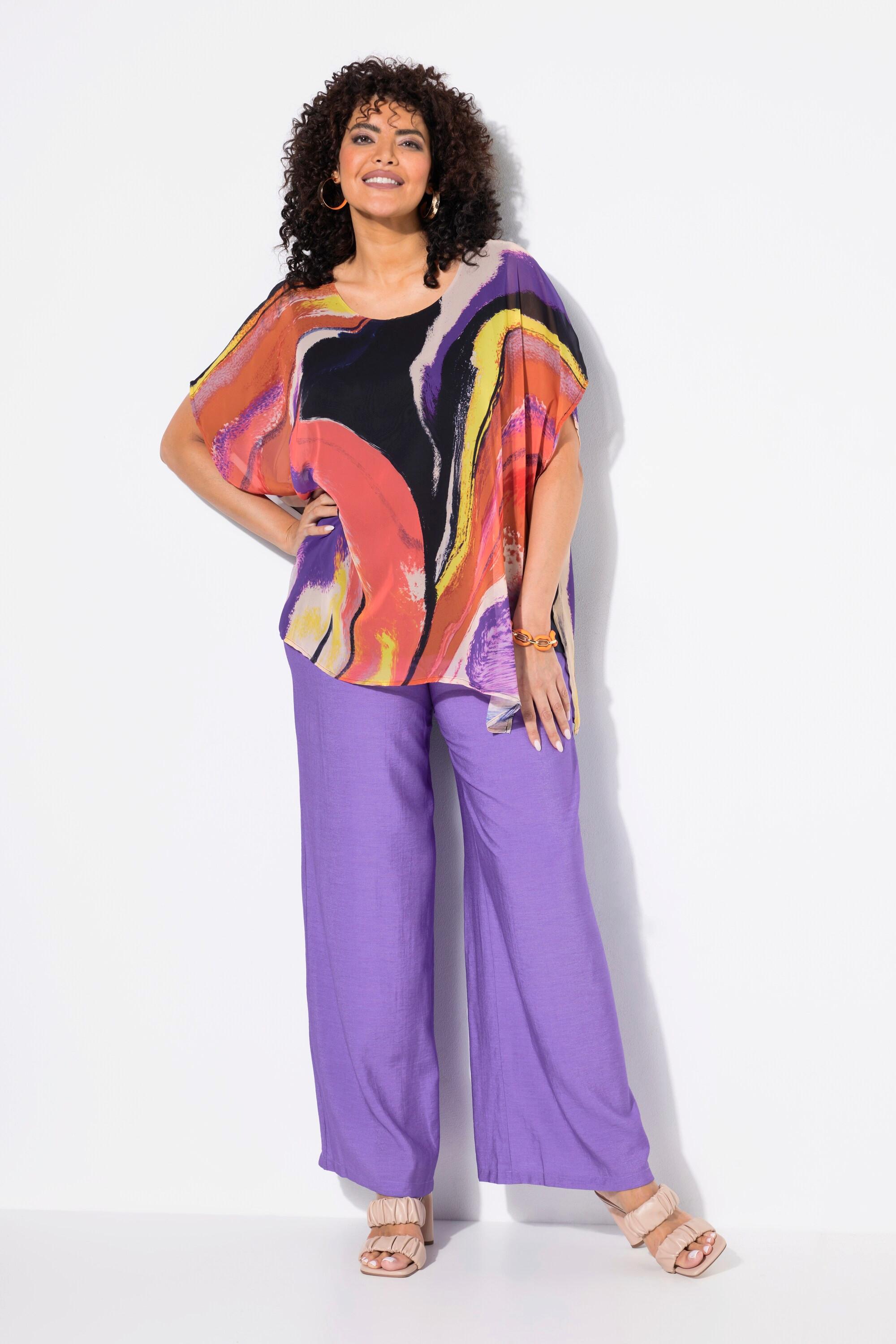 Ulla Popken Pantalon à Enfiler Jambe Large Texturé  