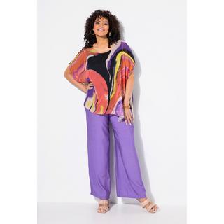 Ulla Popken Pantalon à Enfiler Jambe Large Texturé  