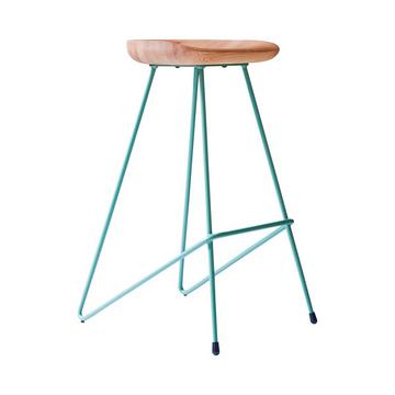 Hoher Hocker aus massivem Eschenholz und Metall lichen Mari