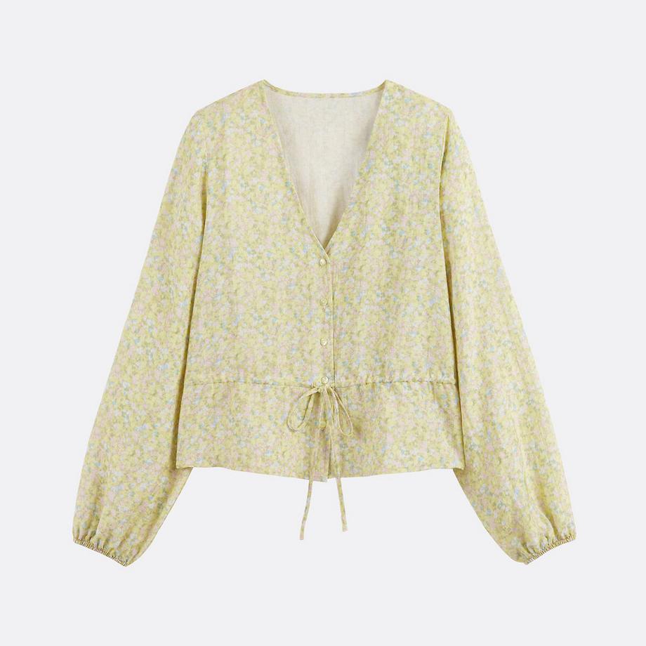 La Redoute Collections Camicetta Maniche Lunghe Scollo a V Stampa Floreale  