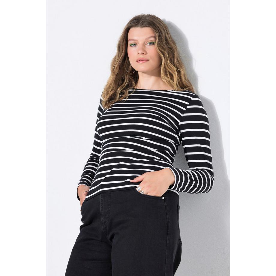 Studio Untold Langarm Ringeljersey Slim Fit T-Shirt  