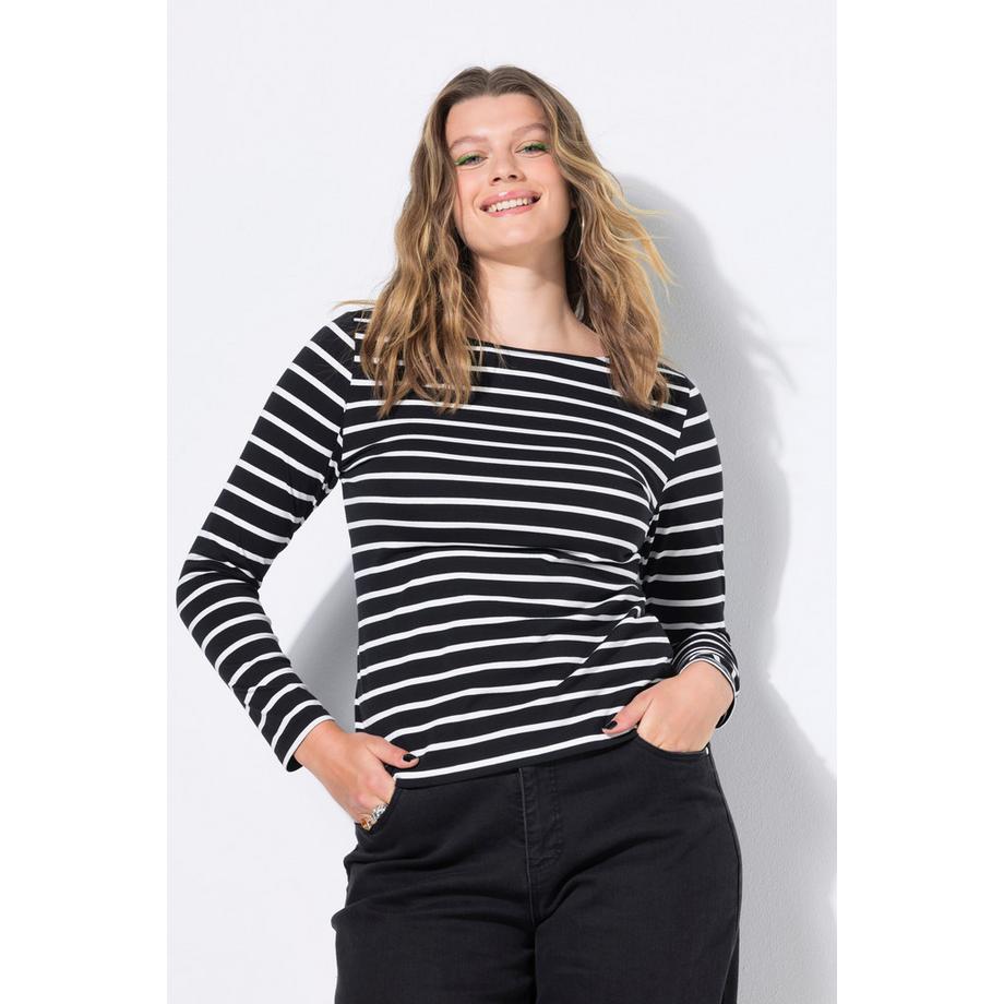 Studio Untold Langarm Ringeljersey Slim Fit T-Shirt  