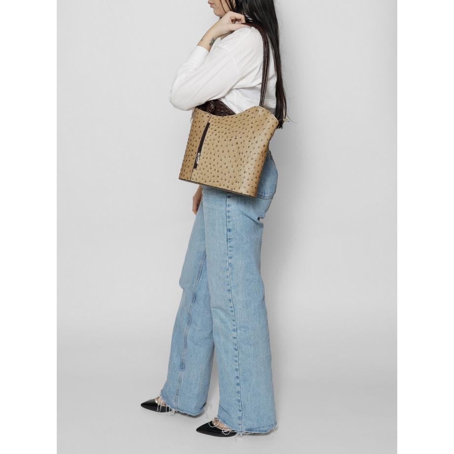 Gave Lux Sac à dos convertible en cuir imprimé autruche  