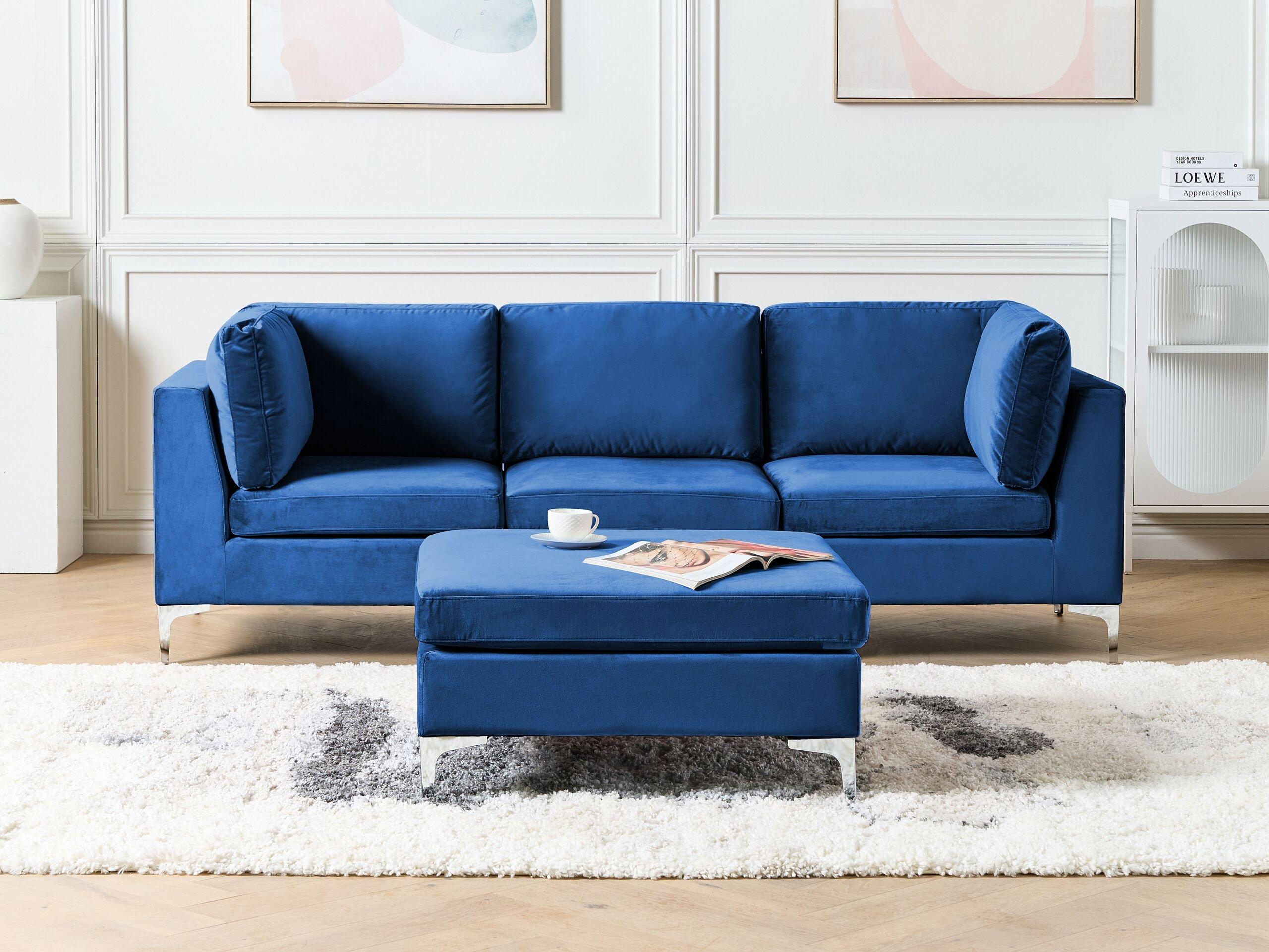 Beliani Sofa mit Ottomane aus Samtstoff Modern EVJA  