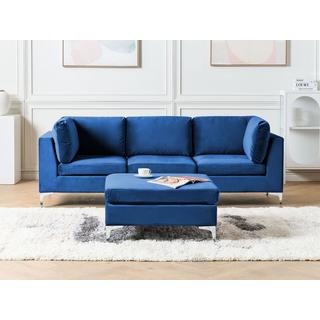 Beliani Canapé avec pouf en Velours Moderne EVJA  