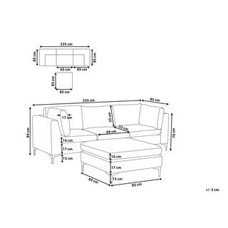 Beliani Sofa mit Ottomane aus Samtstoff Modern EVJA  