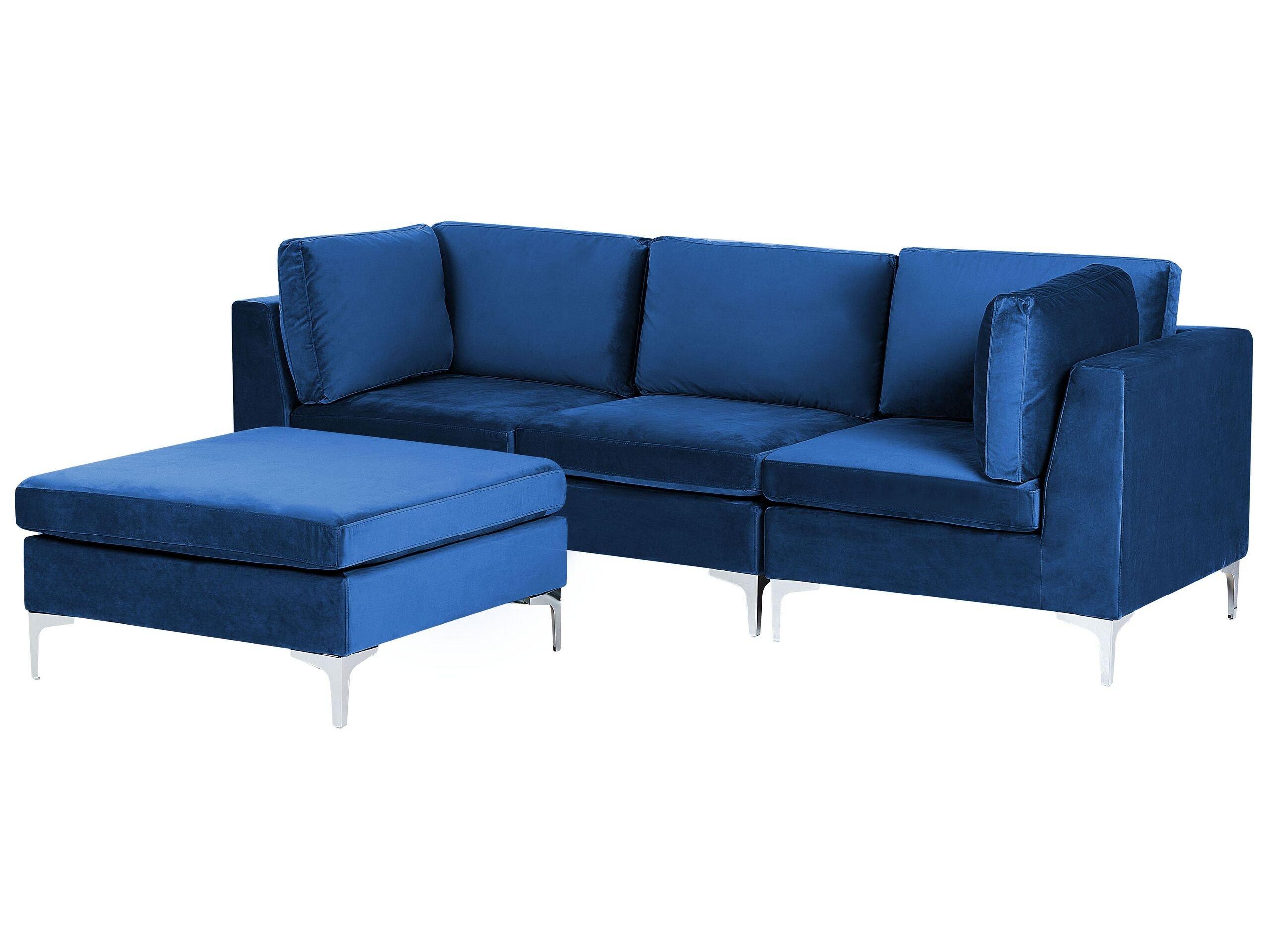 Beliani Sofa mit Ottomane aus Samtstoff Modern EVJA  