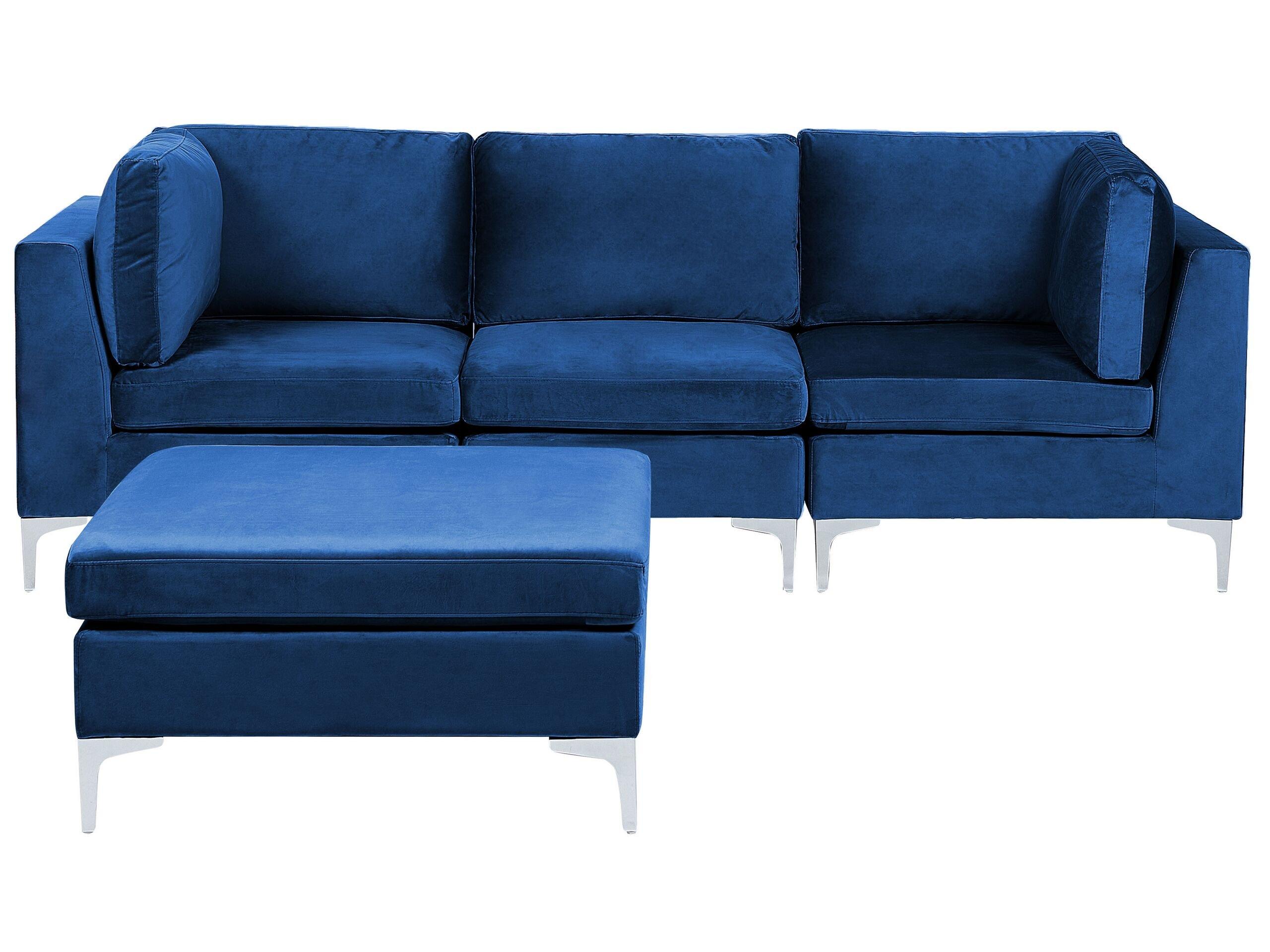 Beliani Sofa mit Ottomane aus Samtstoff Modern EVJA  