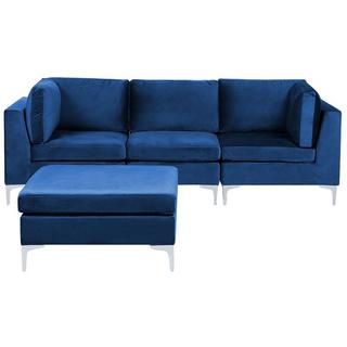 Beliani Sofa mit Ottomane aus Samtstoff Modern EVJA  