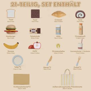 Activity-board  Kinderküchenzubehör Holz, Spielküchenzubehör mit Obstdessert, Spielzeug, Picknickspielzeug mit Klettverschluss, Holzspielzeug 