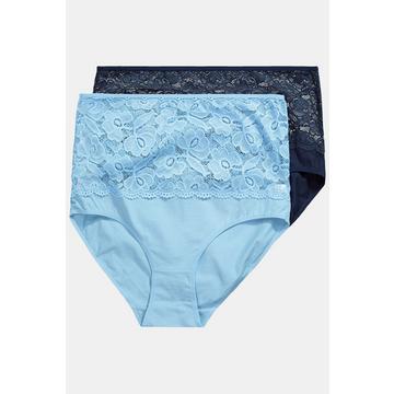 Maxislips, 2er-Pack, High Waist, Spitzenbund