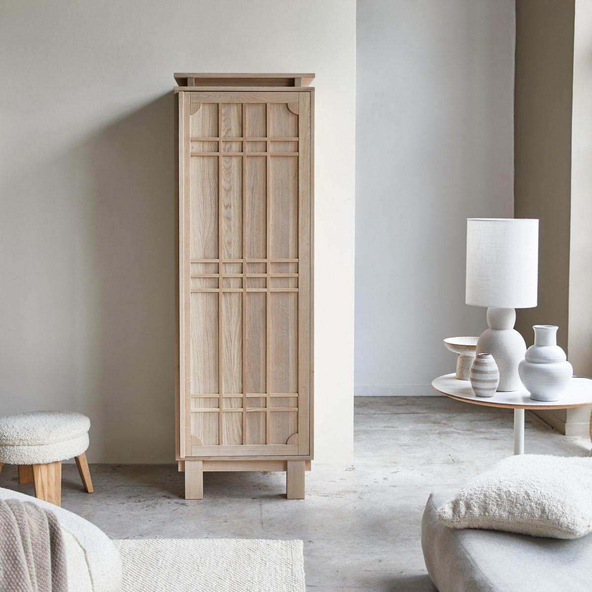 Tikamoon Hochschrank aus massiver Eiche Bodi  