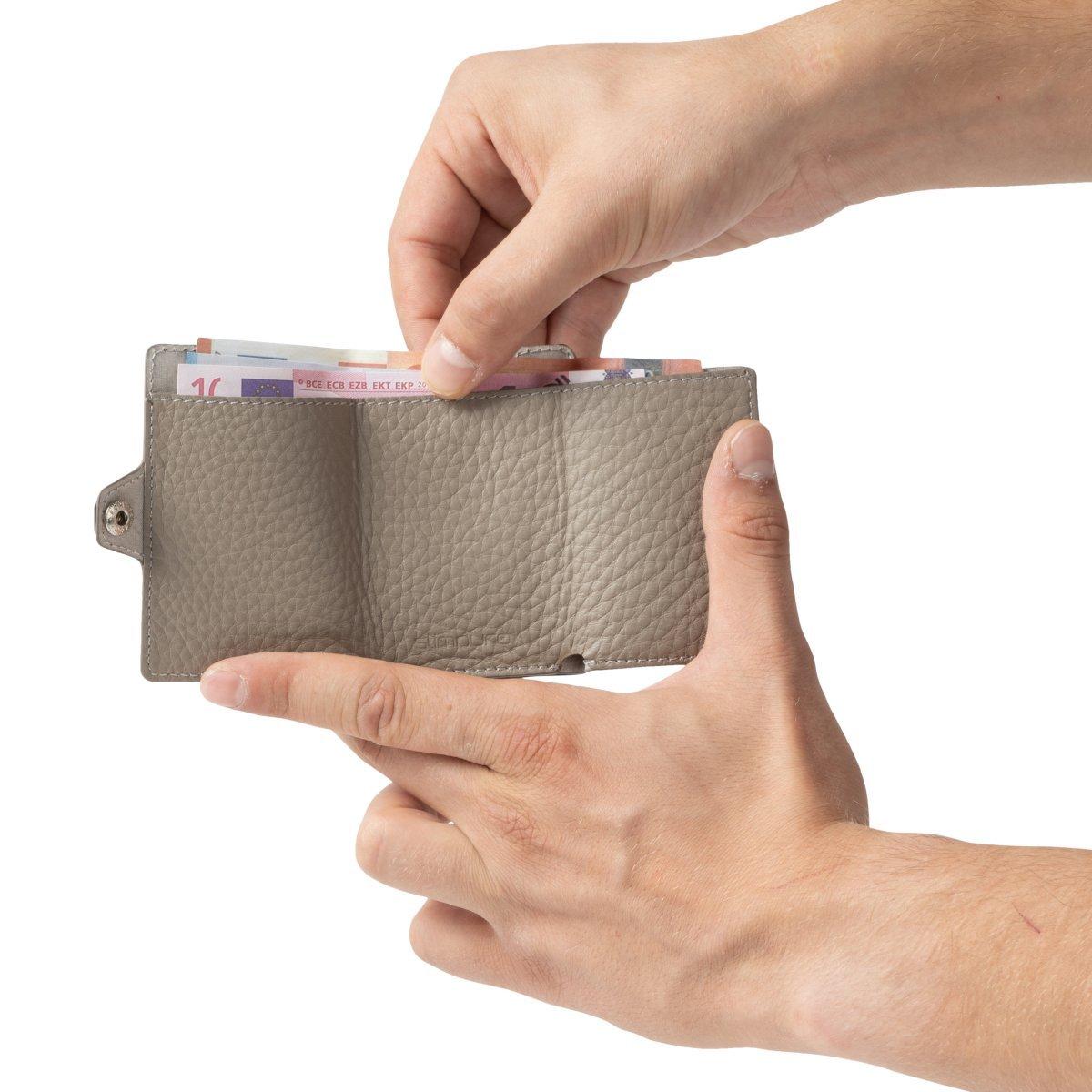 ZNAP Portefeuille Cuir Grainé Taupe pour 12 Cartes  