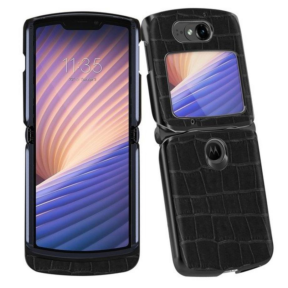 Avizar  Coque Motorola Razr 5G Effet Croco Noir 