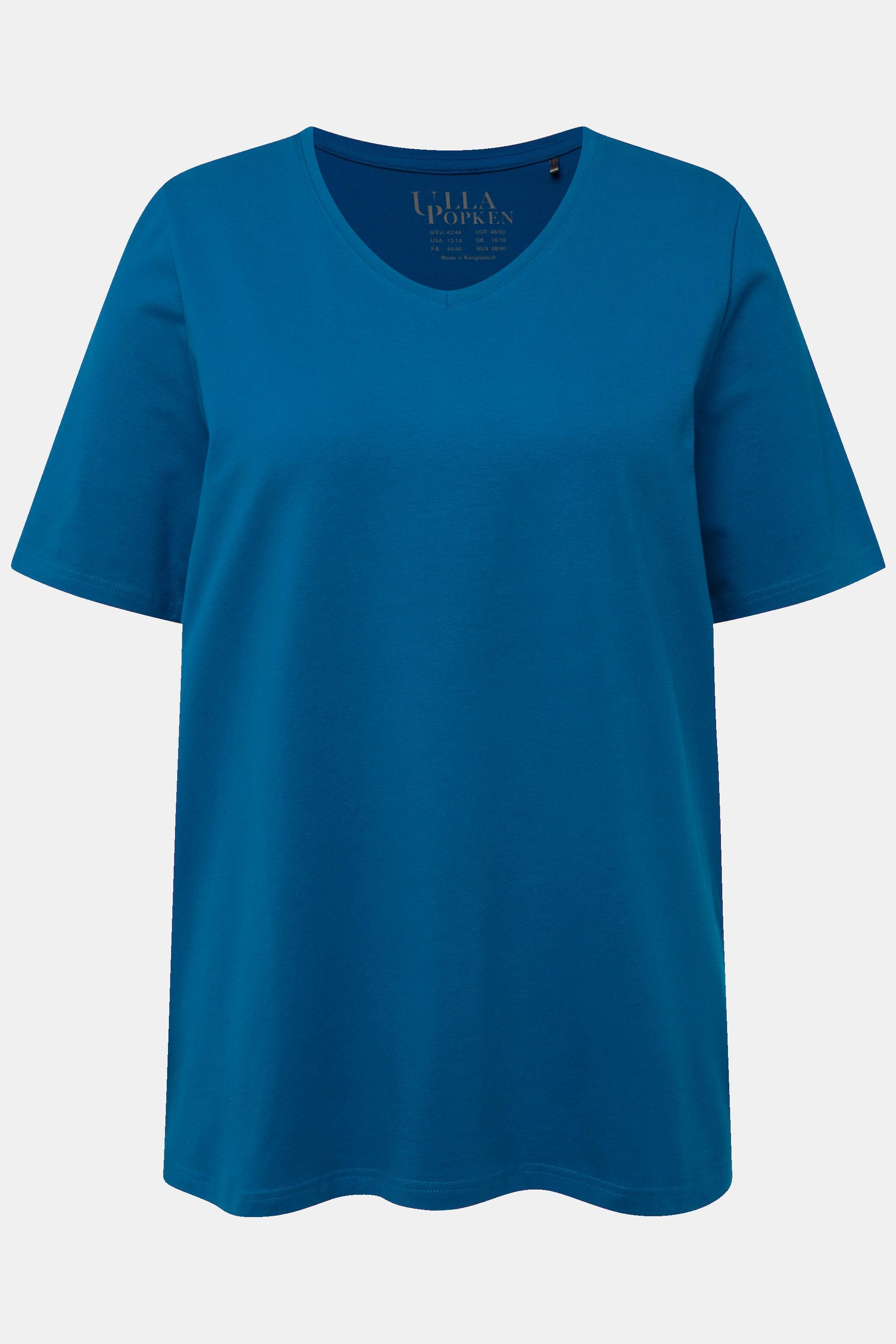 Ulla Popken  T-Shirt, A-Linie, V-Ausschnitt, Halbarm 